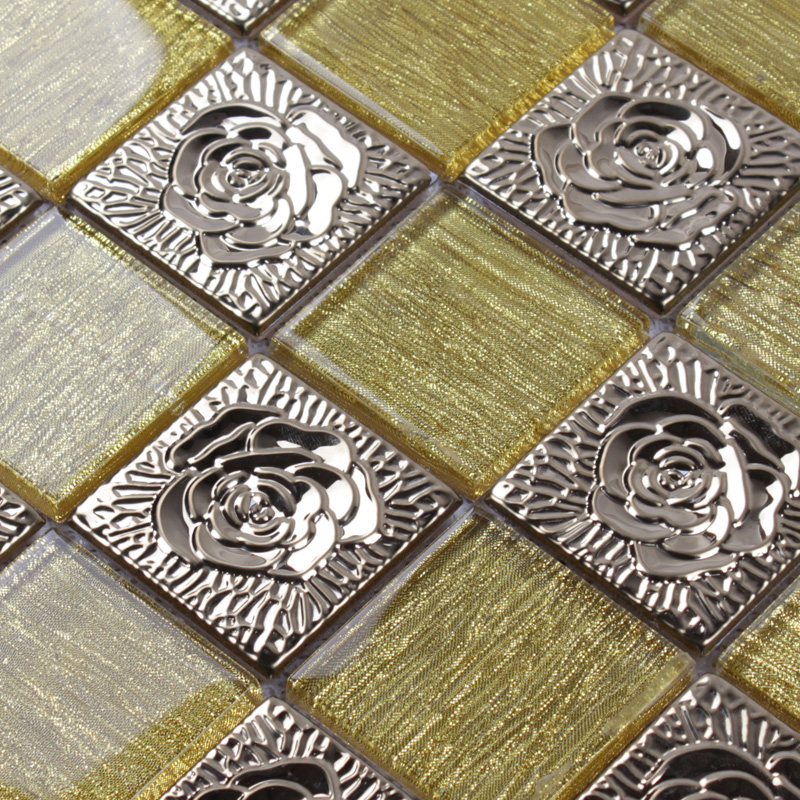 crystal glass metal blend tile mosaic 