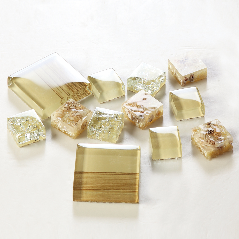 crackle glass tile hand paint cystal glass resin with shell tile