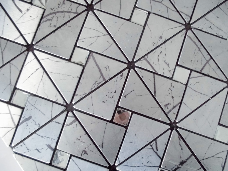 enlarged photo of the metallic mosaic tile Bronze aluminum stainless steel