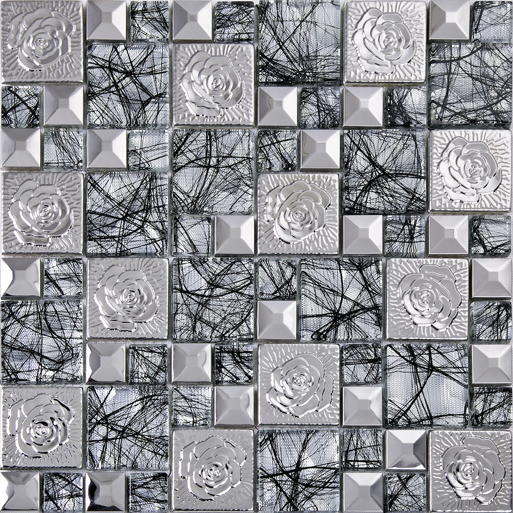 Silver 304 Stainless Steel Mosaic Tile Glass Art Mirror Wall - Silver 304 Stainless Steel Mosaic Tile Glass Art Mirror Wall