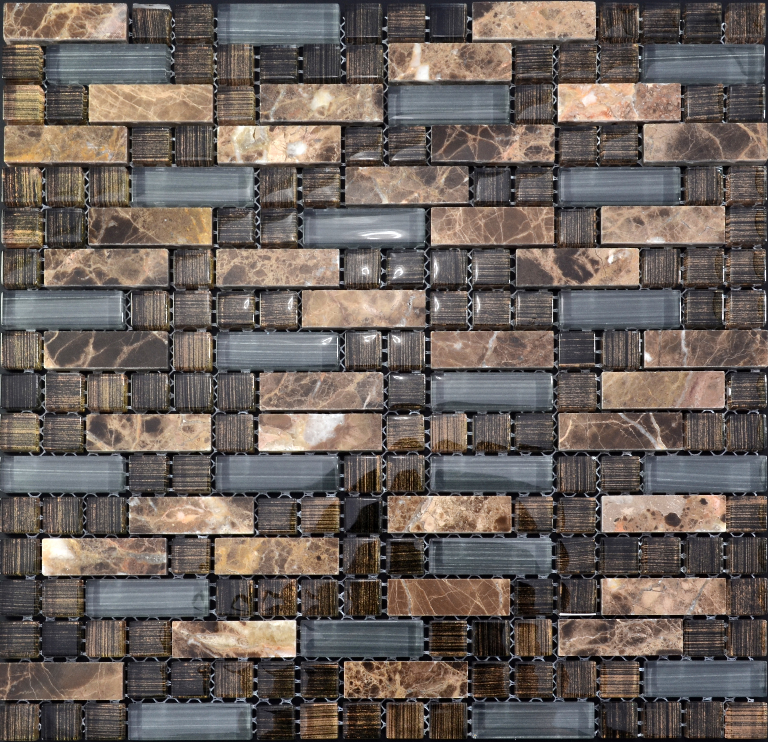 front side of the stone glass blend mosaic tile