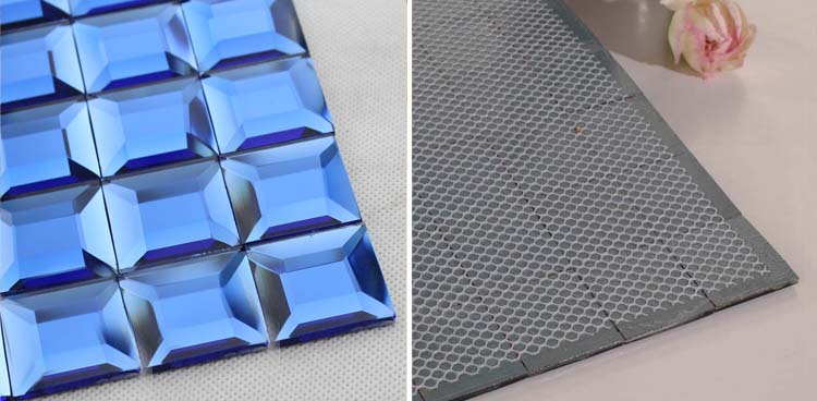 black of crystal glass tile blue vitreous mosaic wall mesh mounted tiles - kl919