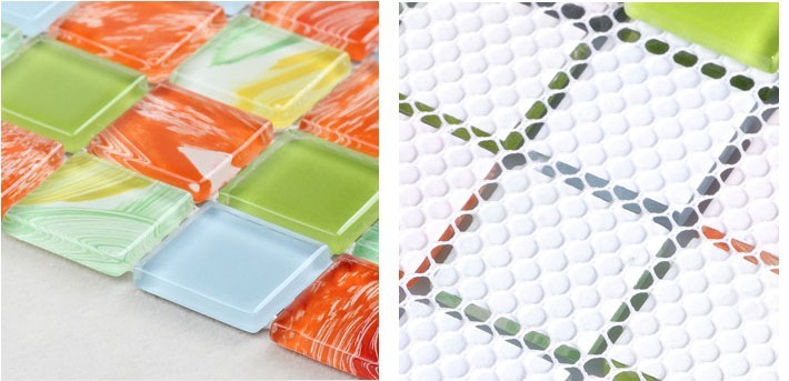 back of glass mosaic tile design mesh mounted -hc033