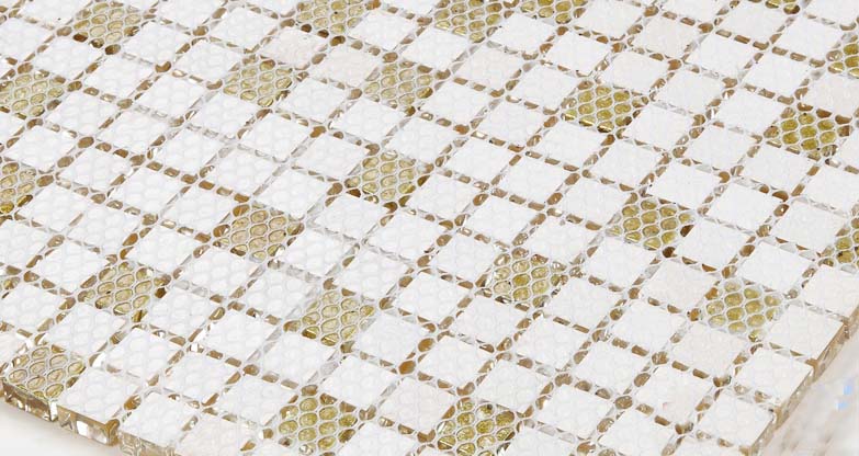 back of glass mosaic tile design mesh mounted - l309