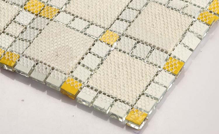 back of glass mosaic tile doamond design mesh mounted - 611