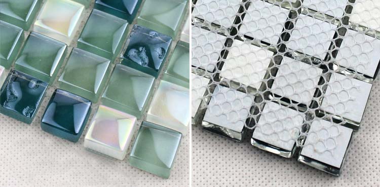 back of glass mosaic tile mesh mounted - t309