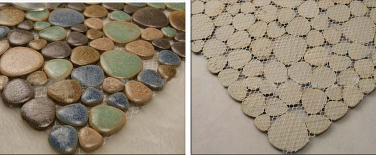 back of porcelain mosaic tiles wall backsplash stikcers mesh mounted - 4789