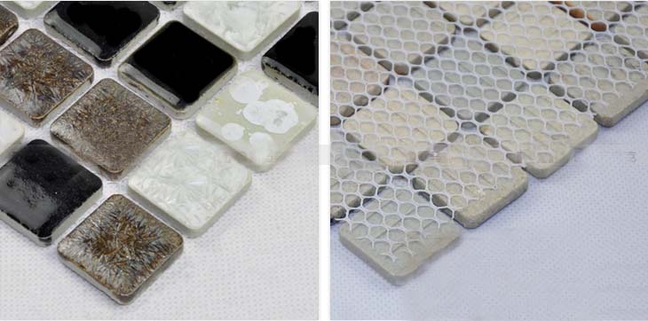 back of porcelain mosaic tiles wall backsplash stikcers mesh mounted - tc-2507tm