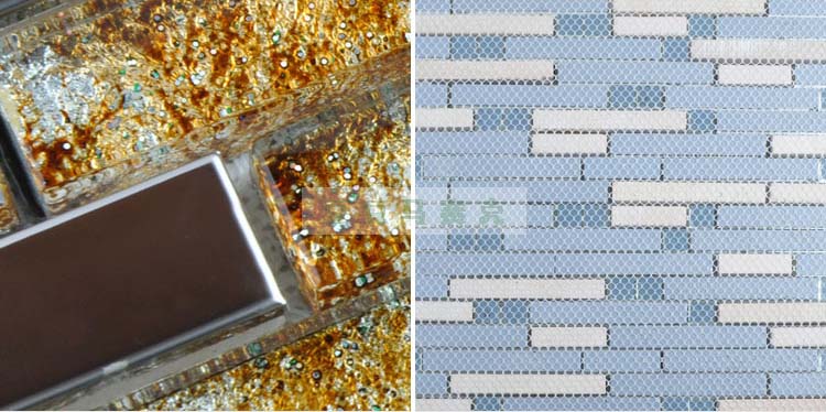 back of silver 304 stainless steel metal crystal glass moasic tiles diamond mesh mounted sheet - t005
