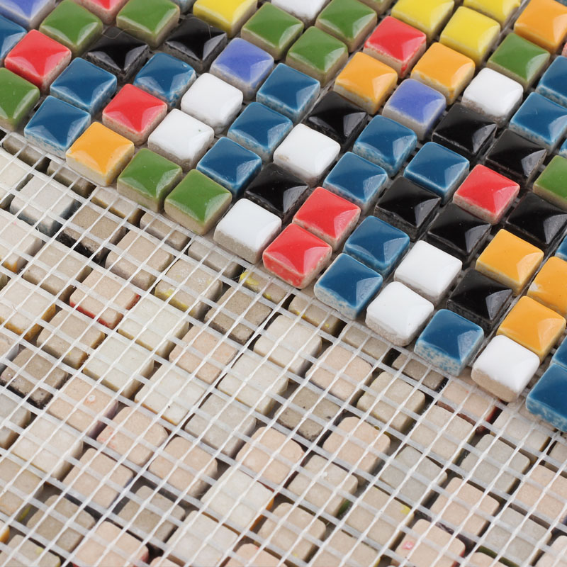 back of the colorful porcelain mosaic tile - hb-m125