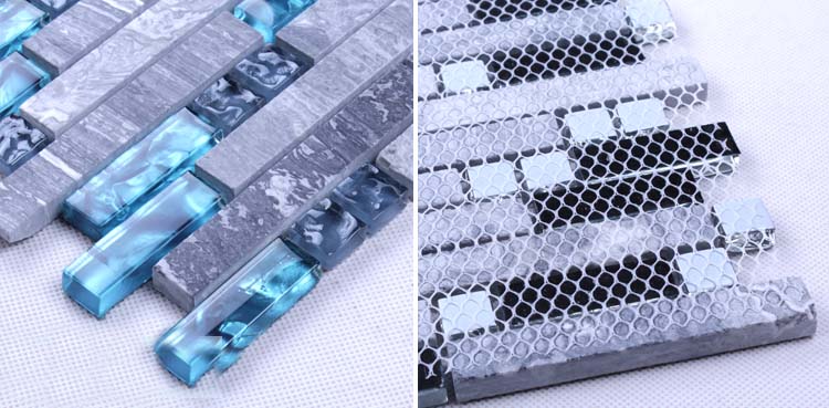 back of the crystal backsplash marble wall tile mesh mounted - n008