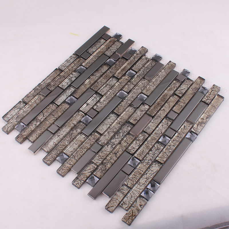  crystal glass metal blend tile mosaic 