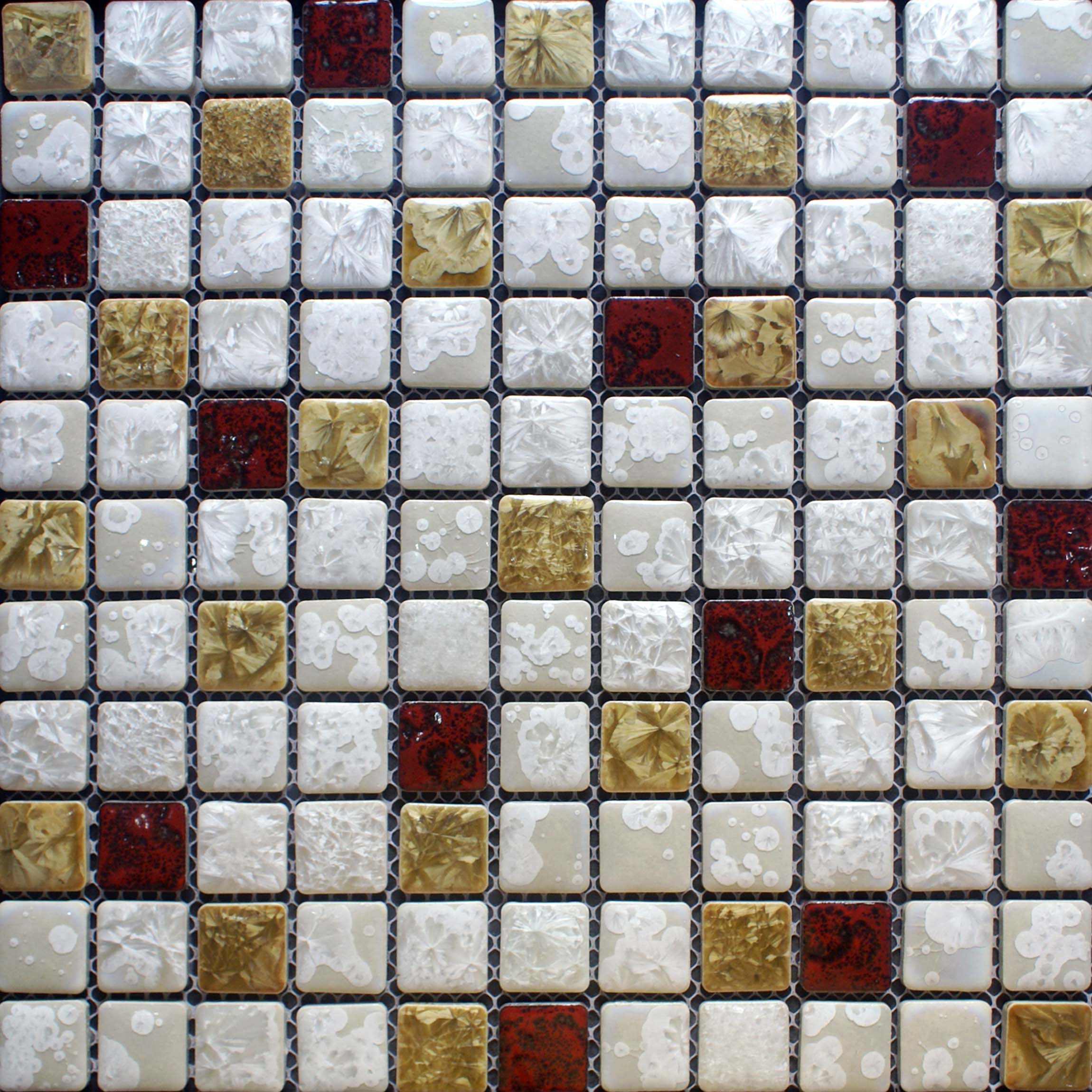 blue and whtie porcelain mosaic tile kitchen backsplash 