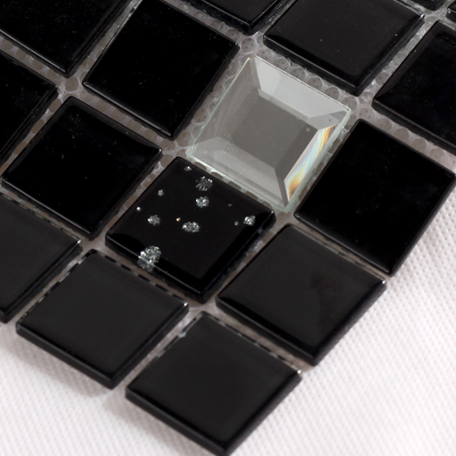black crystal glass mosaic tiles wall diamond sheet - 10044