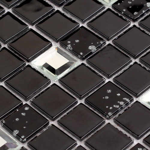 black crystal glass tile mosaic tiles wall diamond stickers - 10044