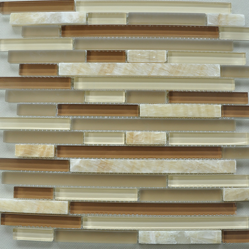 Natural Stone and Glass Interlocking Tile Bathroom Marble Wall Tile