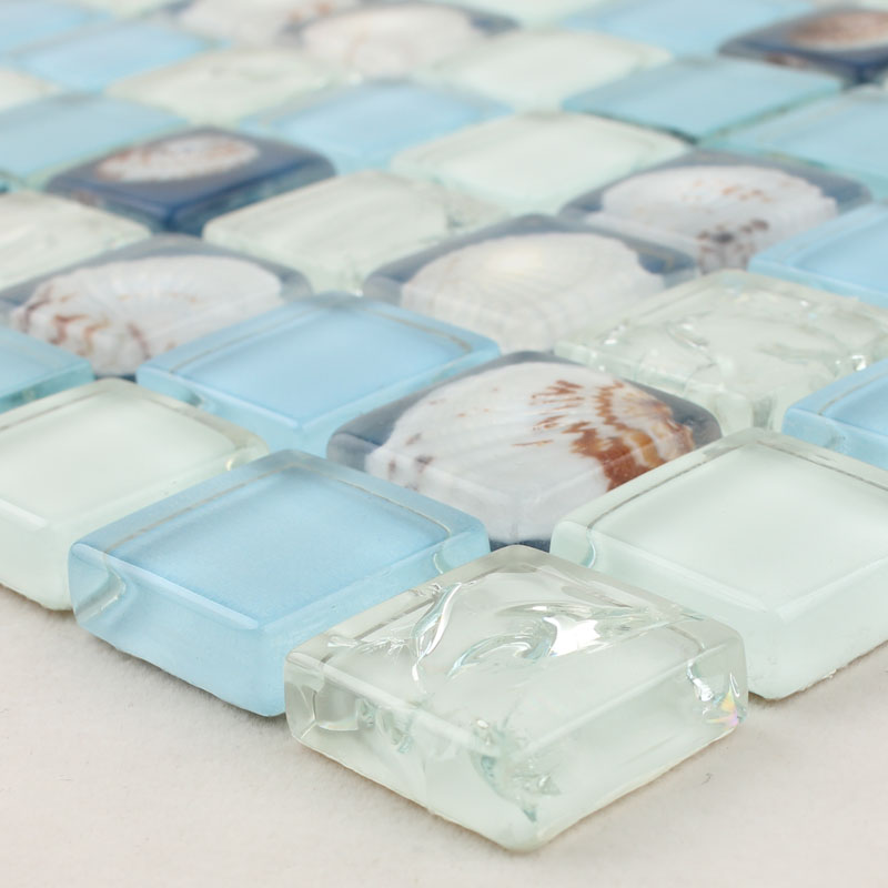 crystal crackle glass tile vitreous mosaic shell wall tiles - hc132