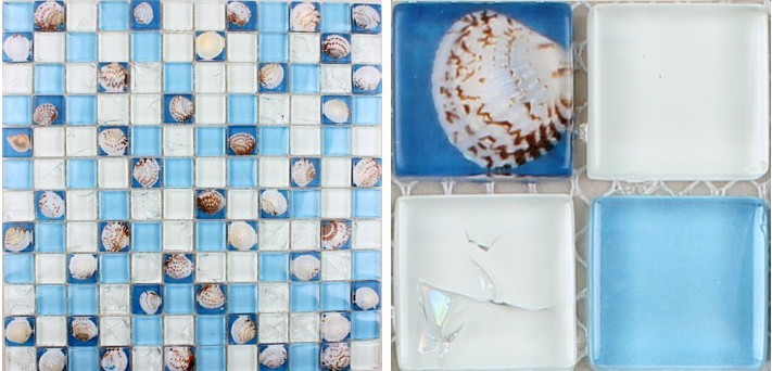 crystal crackle glass tile shell mosaic wall tiles -hc132