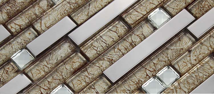 crystal glass metal blend tile mosaic -1628