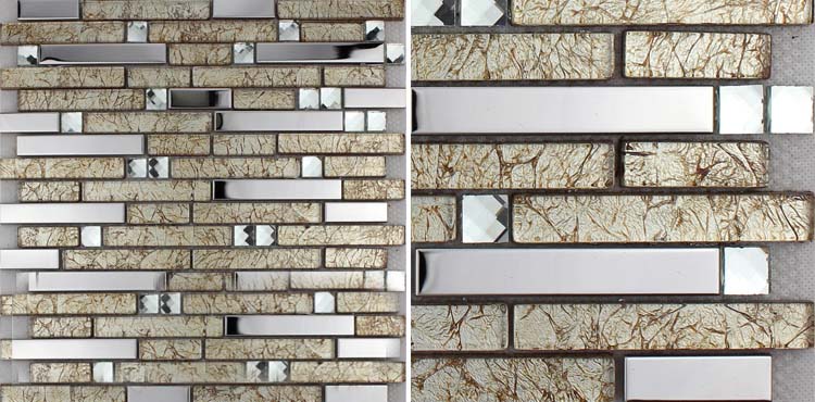 crystal glass metal blend tile mosaic -1628