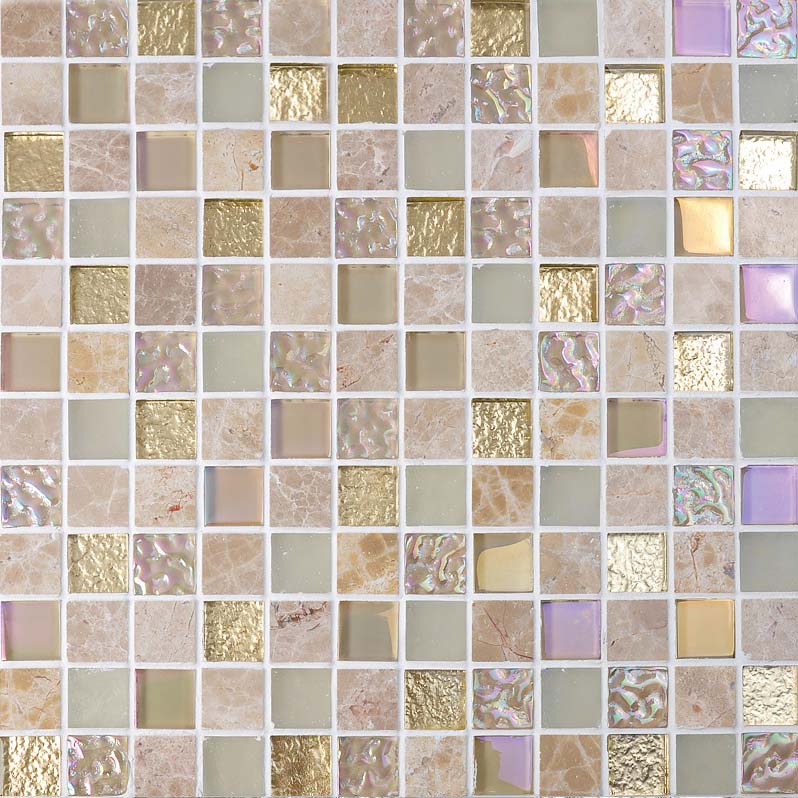 crystal glass mirror tile backsplash - pee2