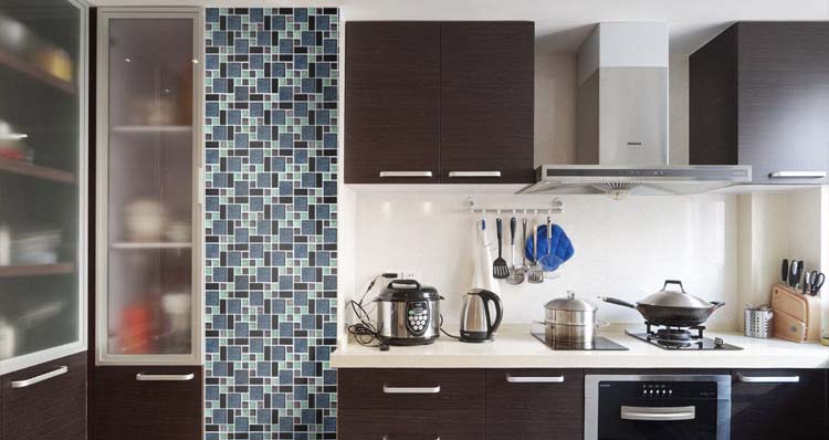 crystal glass mosaic tile kitchen backsplash - kl785