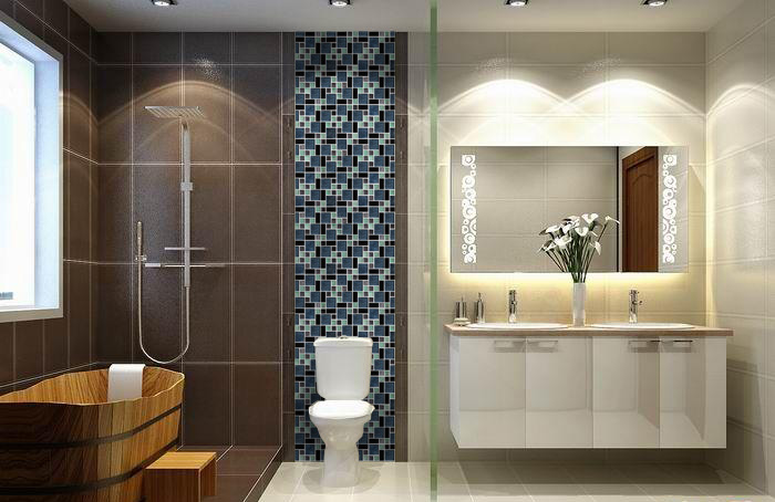 crystal glass mosaic tile shower wall stickers - kl785