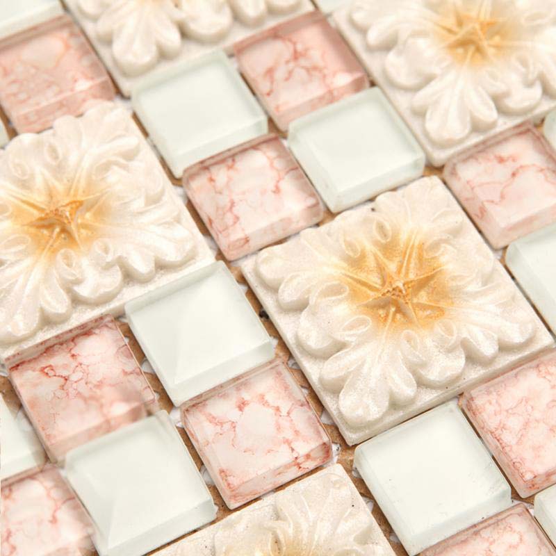 Wholesale Mosaic Tile Crystal Glass Backsplash Bedroom Design Bathroom Wall Floor Pink Tiles Europe Classical