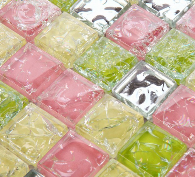 crystal glass tile vitreous ice crack plated mosaic wall tiles - yf-bl62