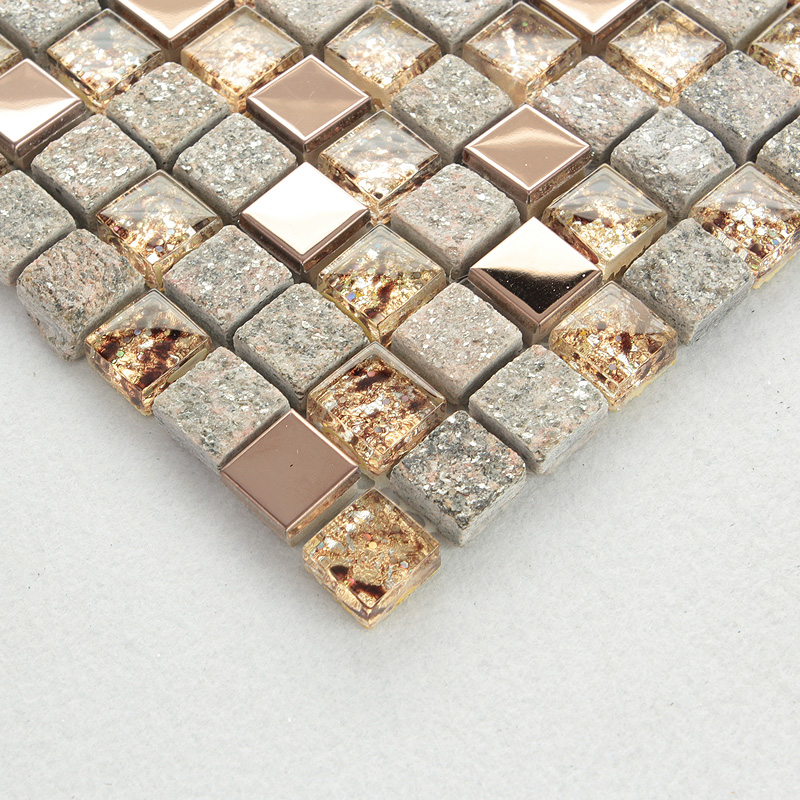 Natural Stone and Glass Mosaic Sheets  Stainless Steel 