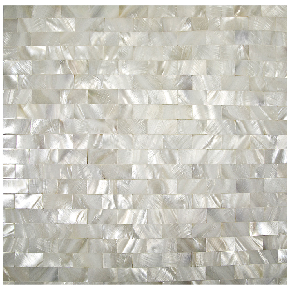 Subway Brick Mother of Pearl Tile Solid White for Backsplash MOP03 Sample 