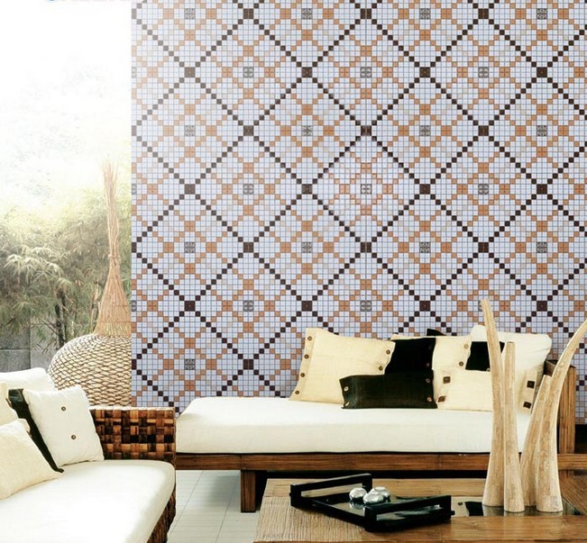 glass mosaic tile pattern crystal backsplash dining room wall tiles  
