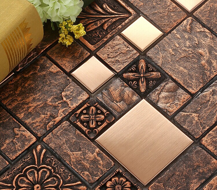 Wholesale Porcelain tiles Square Mosaic Tile Design Metal tile flooring