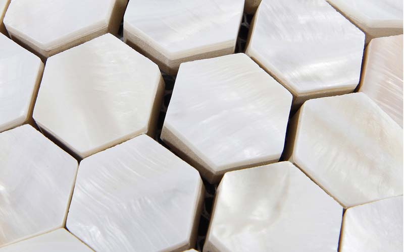 enlarged photo of the fresh water mother of pearl tile walls - st039
