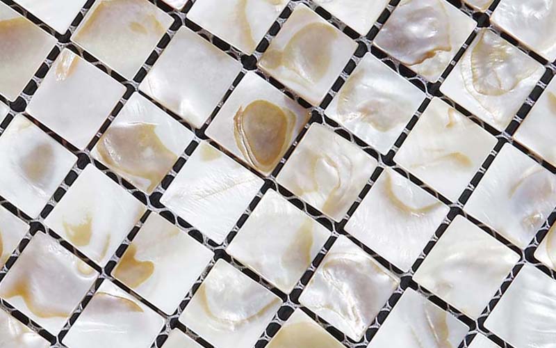 enlarged photo of the fresh water mother of pearl tile walls - st046