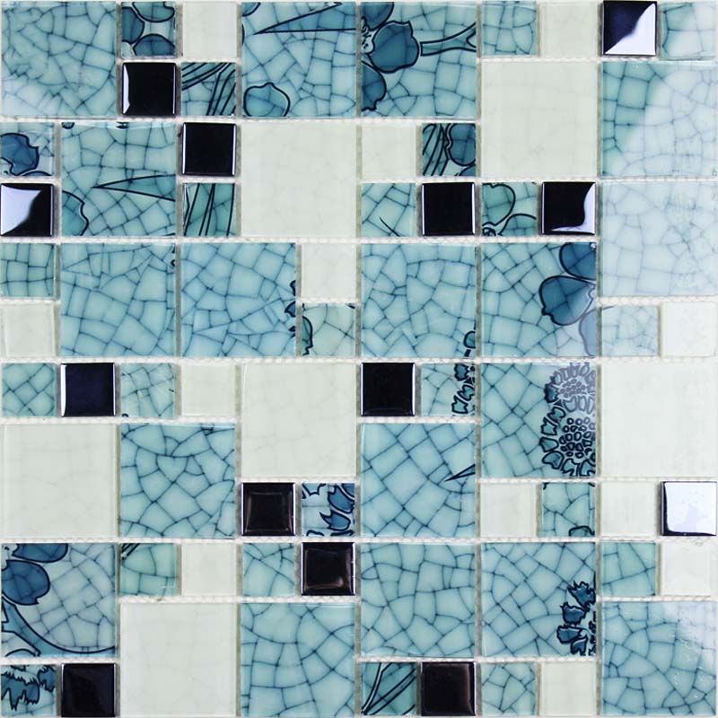 front of crystal glass tile mosaic wall tiles stickers - blh016