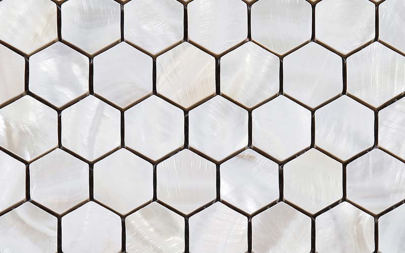 front side of fresh water mother of pearl shell mosaic tile - st039