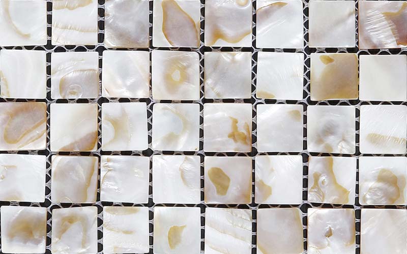front side of fresh water mother of pearl shell mosaic  tile - st046