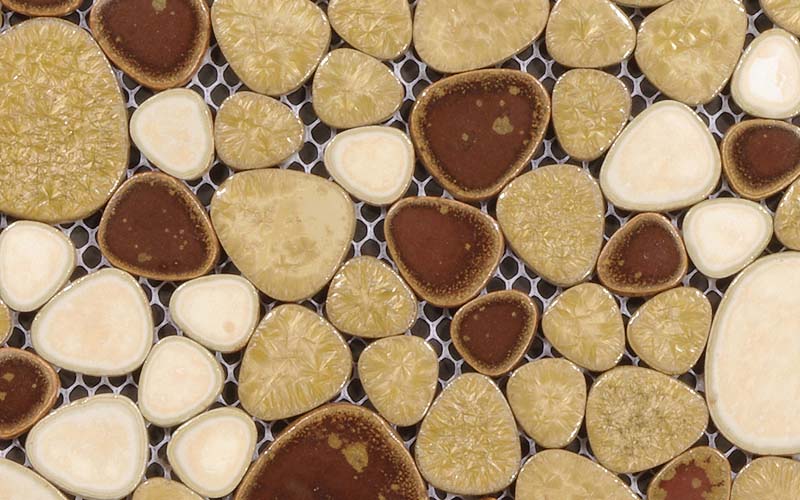 front side of porcelain pebble tile - pt001