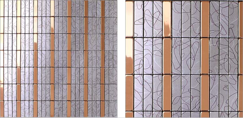 front side of the metallic mosaic tiles aluminum wall tile sheets- ls14303