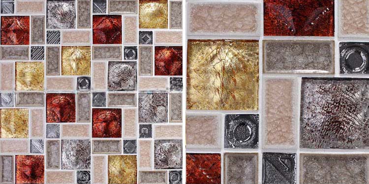 front side of the porcelain tile crack glass blend mosaic - kf051