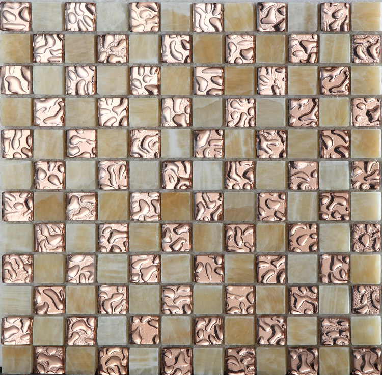 front side of the stone glass blend mosaic tile - s328