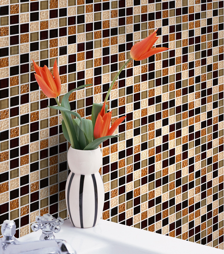 glass mosaic tile crystal backsplash washroom tiles - b319