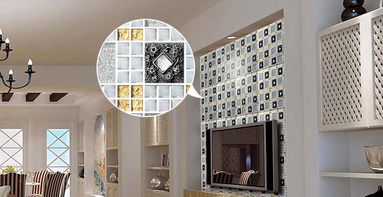 glass mosaic tile diamond crystal backsplash dining room wall tiles - 611