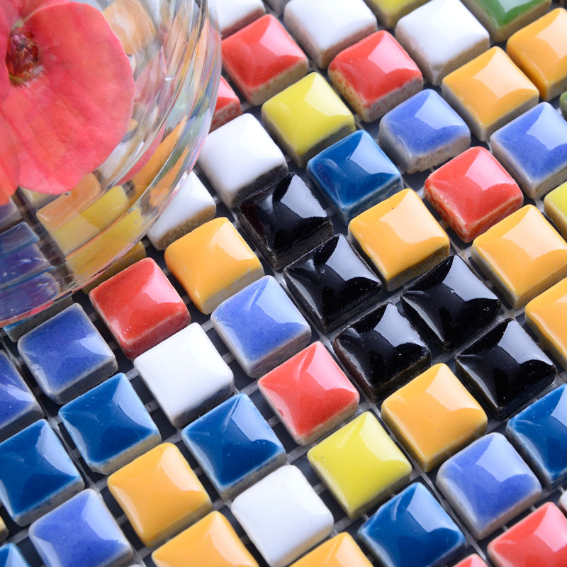 glazed porcelain mosaic colorful tile details - hb-m125