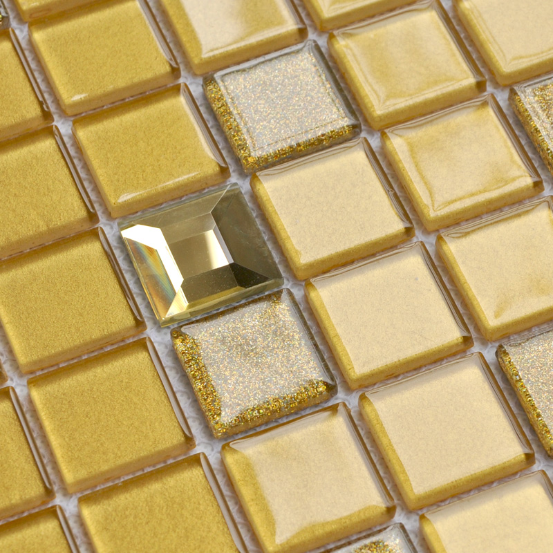 gold plated crystal glass mosaic tiles wall sheet - sfm003