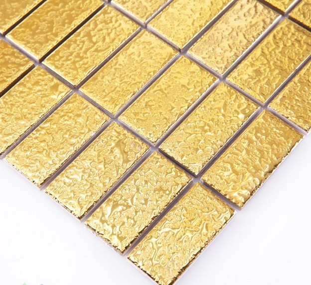 gold plated porcelain mosaic tile - yf-mca34