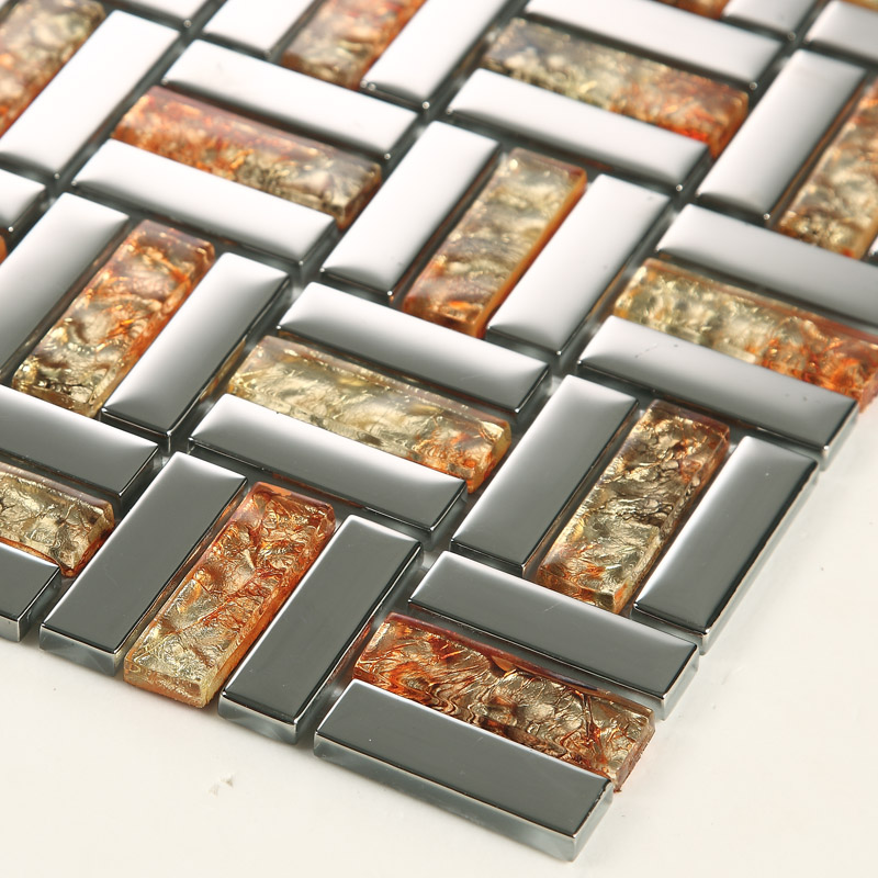 gold silver metal coating tile backsplash - d159