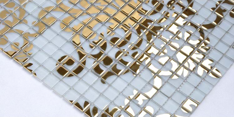 golden glass mosaic pattern design - h057