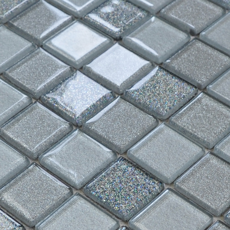 Gray Crystal Glass Mosaic Tiles Design, Glass Floor Tiles